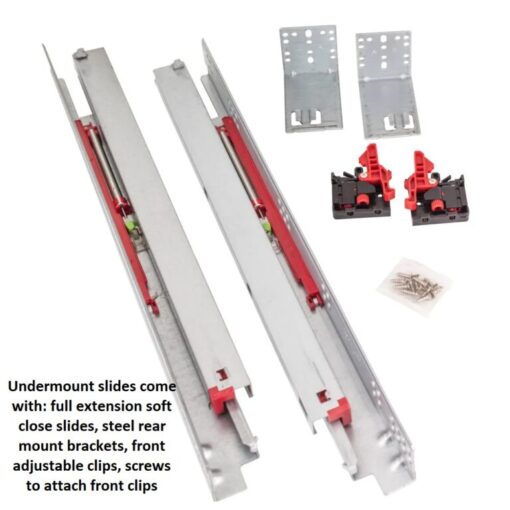 Concealed full extension soft close drawer slides